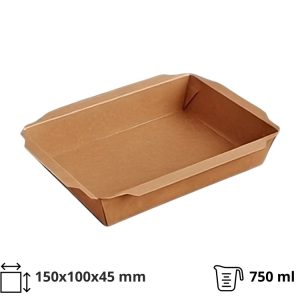 Papirnata posuda 750 ml 150x100x45 mm total kraft, bez poklopca 50 kom