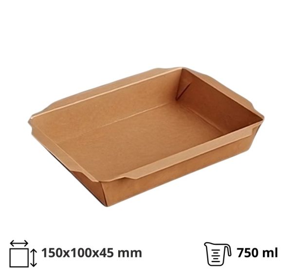 Papirnata posuda 750 ml 150x100x45 mm total kraft, bez poklopca 50 kom