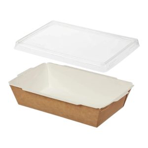 Papirnata posuda 750 ml 150х100х45 mm kraft za poklopcem, 50 kom (komplet)