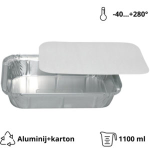 Alu posuda 1100 ml za poklopcem 227x174x42 mm, 100 kom (komplet)