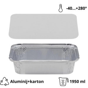 Alu posuda za poklopcem 1950 ml 260x190x56 mm, 100 kom (komplet)