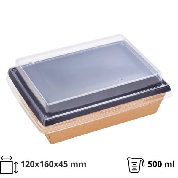 Papirnata posuda OneClick Bottom 500/bBLACK (art.OCbot500/bBL) za poklopcem (komplet)