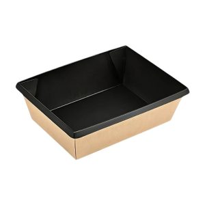 Papirnata posuda OneClick 400 ml, 100х135x45mm, kraft/crna, bez poklopca 50 kom