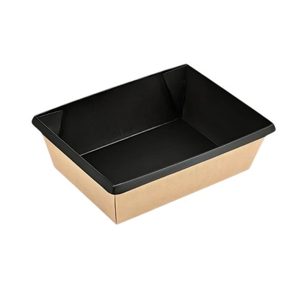 Papirnata posuda OneClick 400 ml, 100х135x45mm, kraft/crna, bez poklopca 50 kom