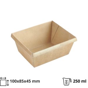 Papirnata posuda OneClick 250 ml, 100x85x45 mm, kraft/kraft, bez poklopca 50 kom