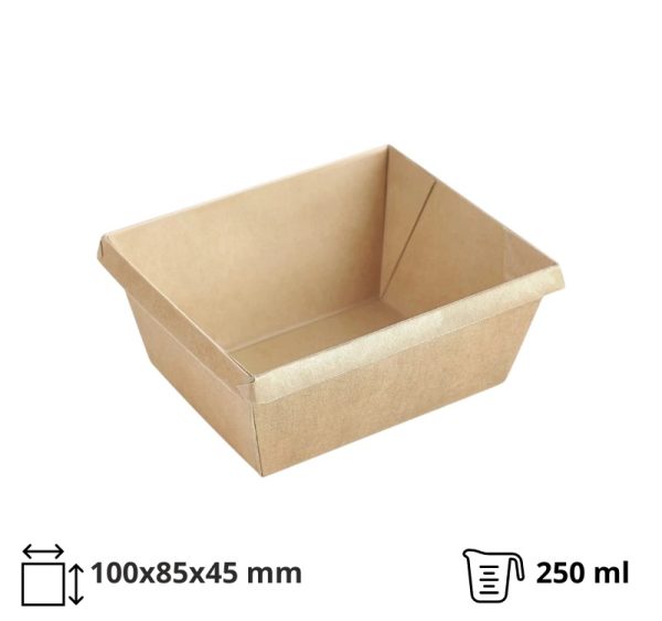 Papirnata posuda OneClick 250 ml, 100x85x45 mm, kraft/kraft, bez poklopca 50 kom