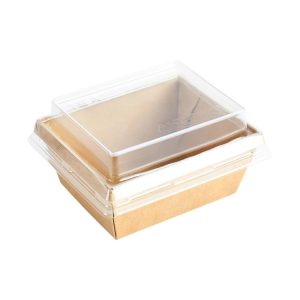 Papirnata posuda OneClick dno, 100x85x45 mm, 250 ml, craft za poklopcem (komplet)