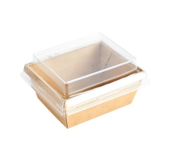 Papirnata posuda OneClick dno, 100x85x45 mm, 250 ml, craft za poklopcem (komplet)