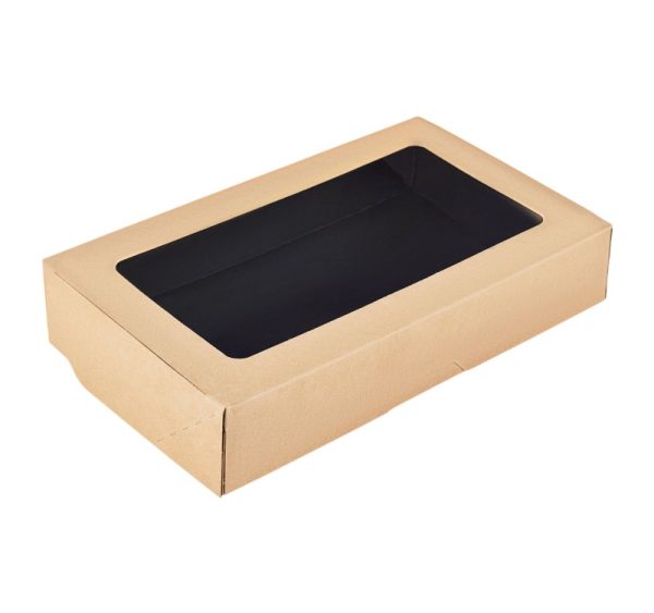 Papirnata posuda s prozorom OneBox 1000 ml 200x120x40 mm crna 25 kom