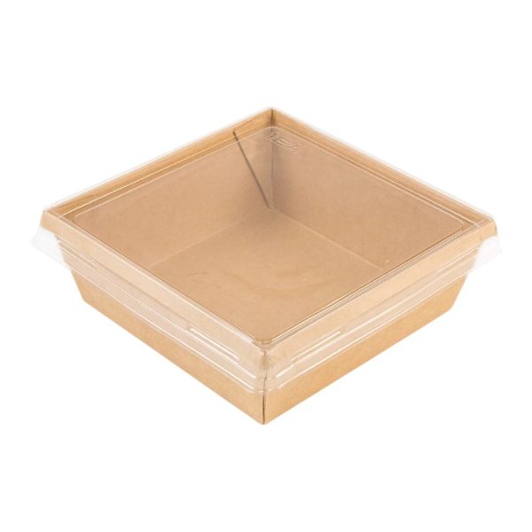 Papirnata posuda 550 ml OneClick kraft 130×130 mm za poklopcem, 50 kom (komplet)