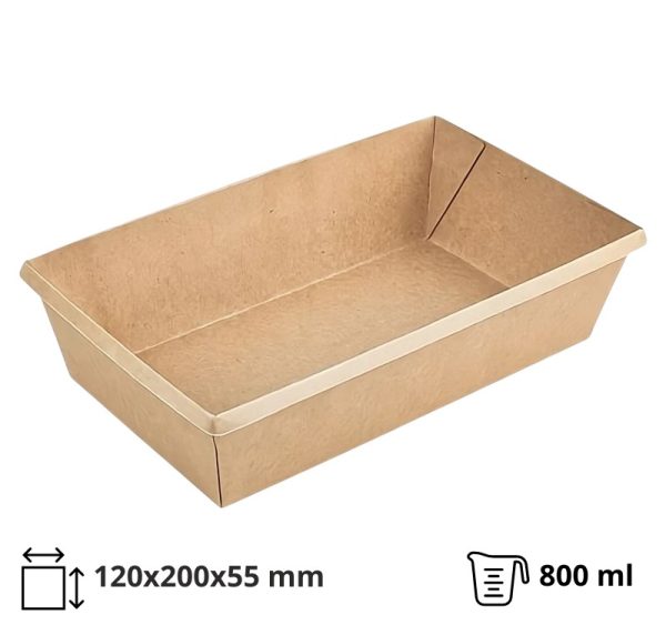 Papirnata posuda OneClick 800 ml 120x200mm h=55mm kraft, bez poklopca 50 kom
