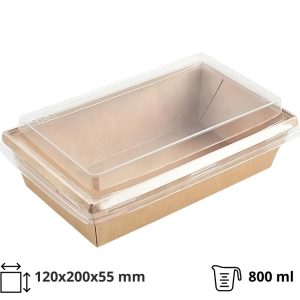 Posuda 800 ml, craft, 120x200x55mm za poklopcem, 50 kom (komplet)