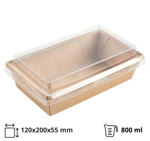 Posuda 800 ml, craft, 120x200x55mm za poklopcem, 50 kom (komplet)