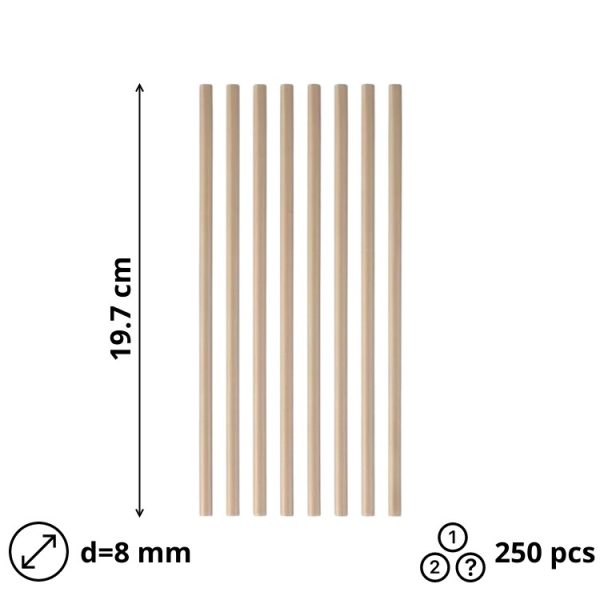 Slamke papirnate  l=197 mm d=8 mm kraft 100 kom/pak