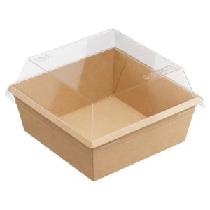 Papirnata posuda 1250 ml OneClick kraft 165×165 mm, h=65 mm za poklopcem, 50 kom (komplet)