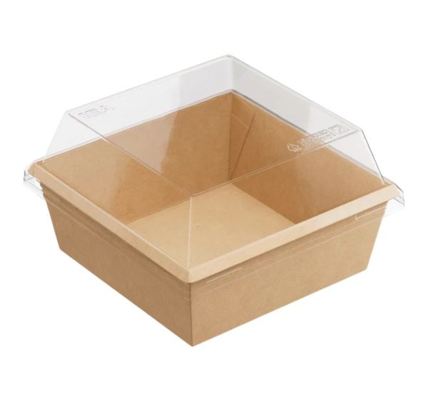 Papirnata posuda 1250 ml OneClick kraft 165×165 mm, h=65 mm za poklopcem, 50 kom (komplet)