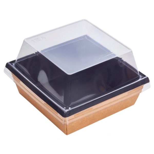 Papirnata posuda 1250 ml kraft/crna 165×165 mm, h=65 mm, za poklopcem, 50 kom (komplet)