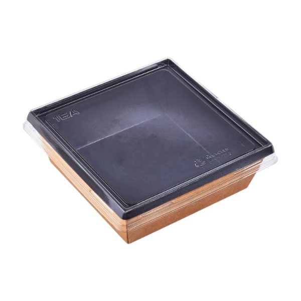 Papirnata posuda 550 ml OneClick kraft/crna 130×130 mm, h=45 mm s pokrovom, 50 kom (komplet)