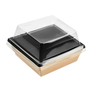 Papirnata posuda 550 ml OneClick kraft/crna 130×130 mm, h=45 mm (komplet)