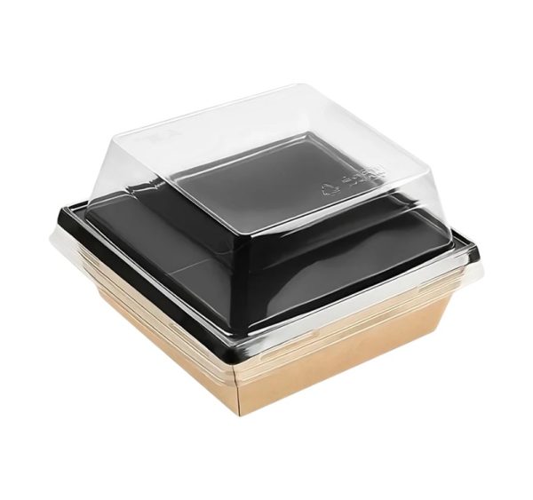 Papirnata posuda 550 ml OneClick kraft/crna 130×130 mm, h=45 mm (komplet)