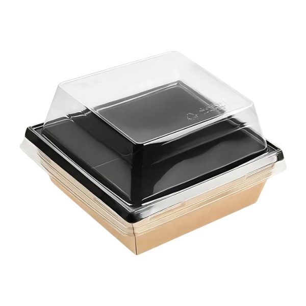 Papirnata posuda 550 ml OneClick kraft/crna 130×130 mm, h=45 mm (komplet)