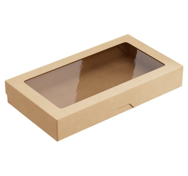 Papirnata posuda s prozorom OneBox 1450 ml 260x150x40 mm kraft 25 kom