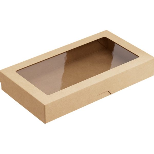 Papirnata posuda s prozorom OneBox 1450 ml 260x150x40 mm kraft 25 kom