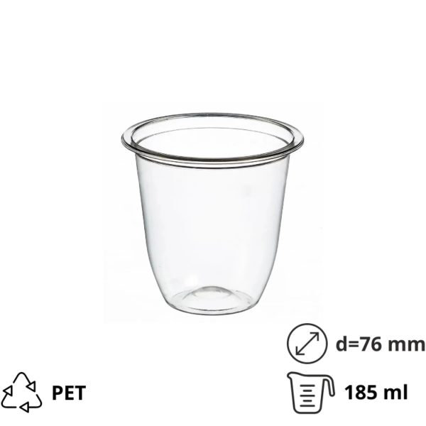Posudica PET 185 ml d=76 mm h=72 mm prozirna 50 kom