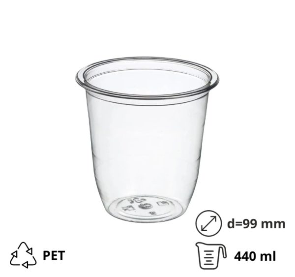 Posudica PET 440 ml d=99 mm h=99 mm prozirna 45 kom