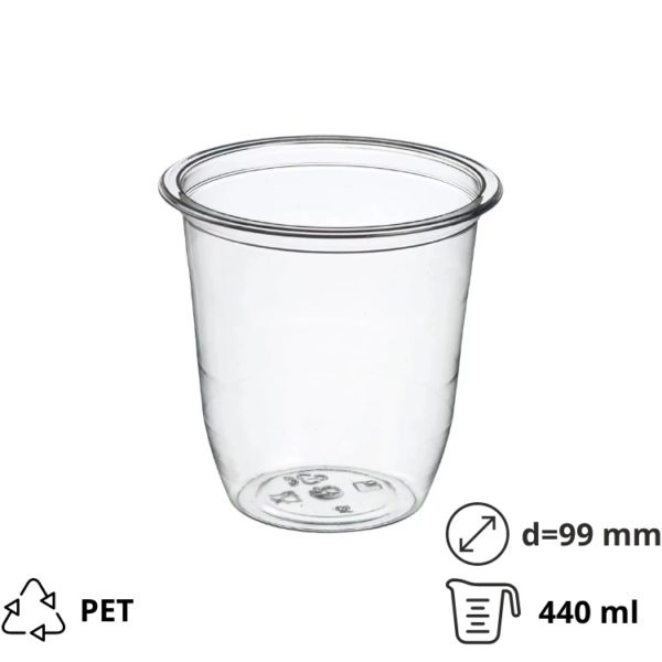 Posudica PET 440 ml d=99 mm h=99 mm prozirna 45 kom