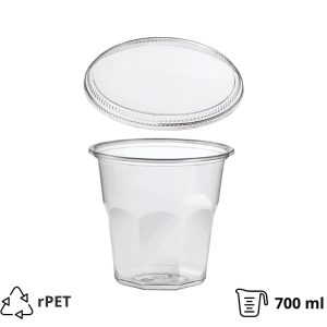 Posudica rPET Vintage 700ml d=119mm h=111mm prozirna za deserte/voće/salatu za poklopcem (komplet)