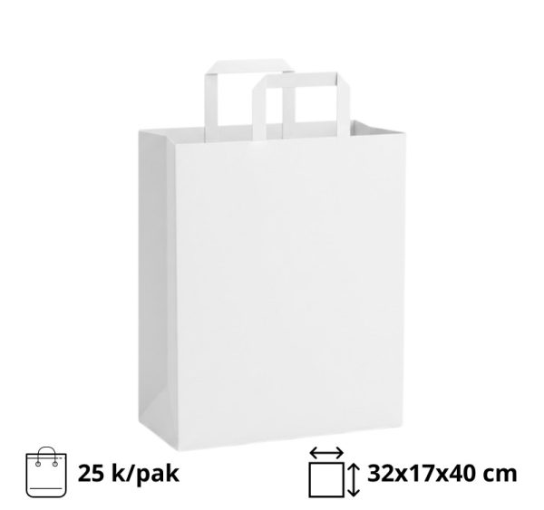 Papirnata vrećica sa ravnom ručkom 320x170x400 mm bijel 25 kom