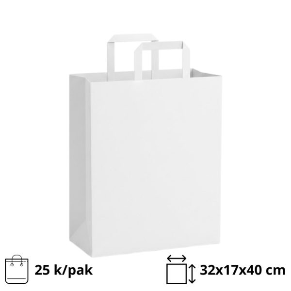 Papirnata vrećica sa ravnom ručkom 320x170x400 mm bijel 25 kom