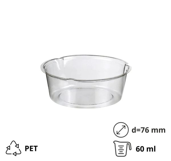 Posudica-razdjelnika PET 60 ml d=76 mm h=24 mm prozirna 150 kom