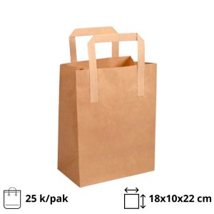 Papirnata vrećica sa ravnom ručkom 180х100х220 mm kraft 25 kom