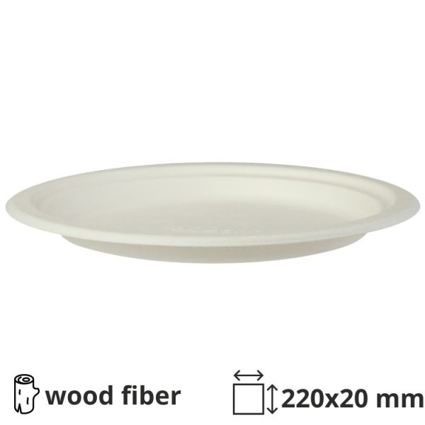 Tanjur BIO d=220 mm h=20 mm bijela 50 kom
