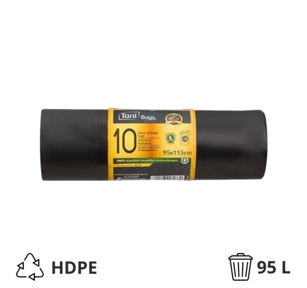Vreća za smeće HDPE 125 L 95×115 cm crna, 10 kom
