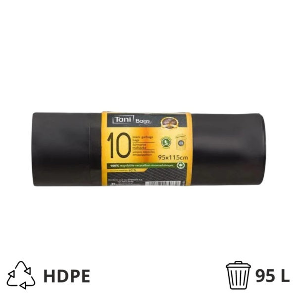 Vreća za smeće HDPE 125 L 95×115 cm crna, 10 kom