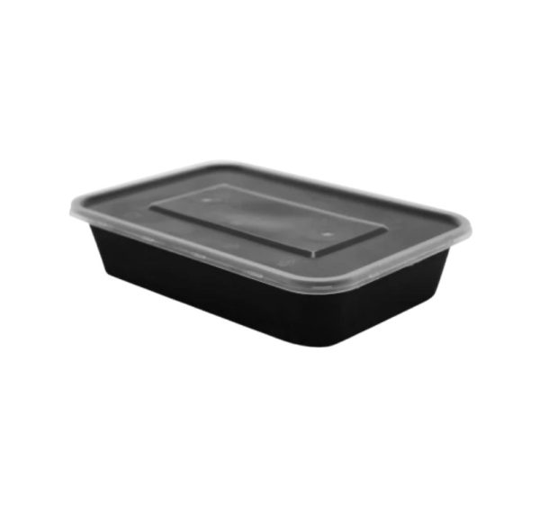 Posuda sa poklopcem PP 500 ml 176x124x40 mm crna [50 kom/pak]