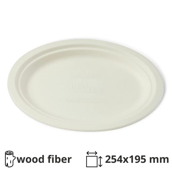 Tanjur BIO (wood fiber) 254×195 mm bijela 50 kom