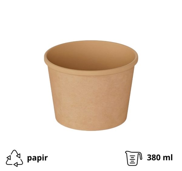 Papirnata posuda 380 ml d=77 mm h=72 mm kraft, bez poklopca 25 kom