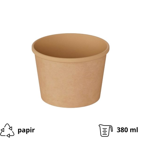 Papirnata posuda 380 ml d=77 mm h=72 mm kraft, bez poklopca 25 kom