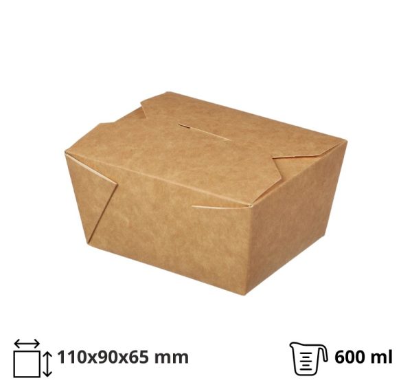 Papirnata posuda Fold Box 600 ml 110x90x65 mm, kraft 25 kom