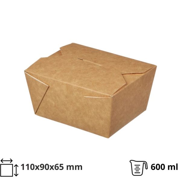 Papirnata posuda Fold Box 600 ml 110x90x65 mm, kraft 25 kom