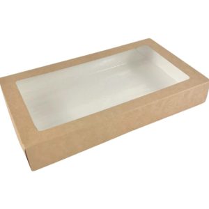 Papirnata posuda  s prozorom ECO TABOX 1450 ml 260x150x40 mm kraft [12 kom/pak]
