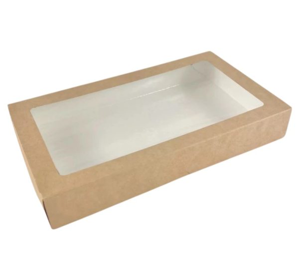 Papirnata posuda  s prozorom ECO TABOX 1450 ml 260x150x40 mm kraft [12 kom/pak]
