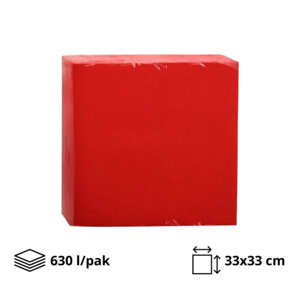 Papirnate salvete 2 sl 33×33 cm crvene 630 l/pak