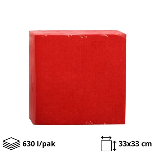 Papirnate salvete 2 sl 33×33 cm crvene 630 l/pak