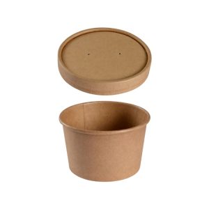 Posuda papirnata za juhu za poklopcem 240 ml d=90 mm h=60 mm kraft, 25 kom (kompet)