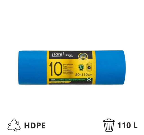 Vrečka za smeti HDPE 110 l 80×110 cm plava 10 kom/rol